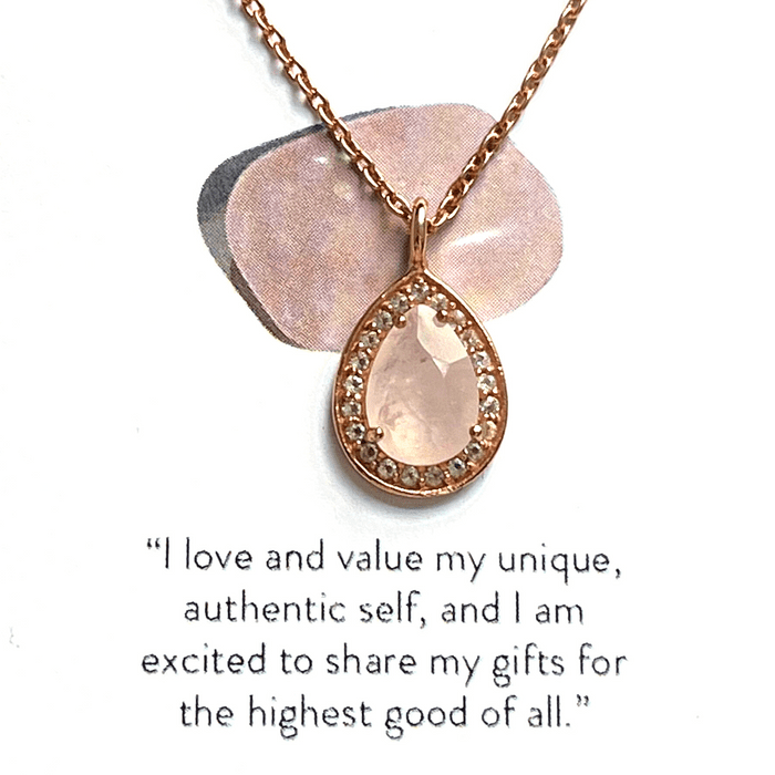 Rose Quartz Sterling Silver Faceted Teardrop Necklace