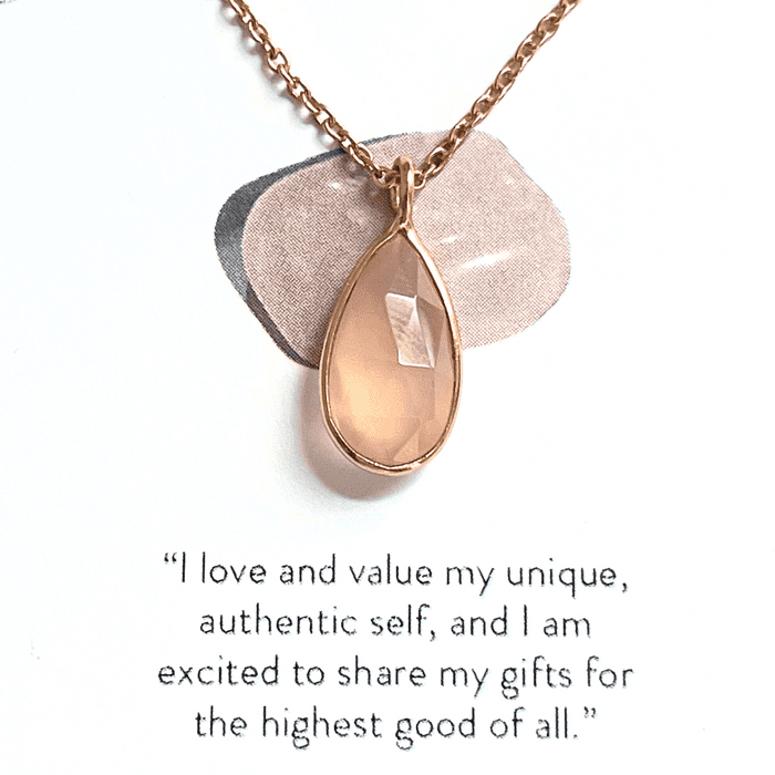 Rose Quartz Sterling Silver Teardrop Necklace