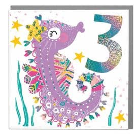 Seahorse 3rd Birthday Card By Lola Design - Boy or Girl