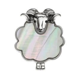 Sheep Lapel Pin Badge - Mother of Pearl