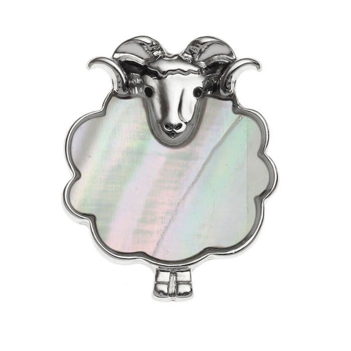 Sheep Lapel Pin Badge - Mother of Pearl