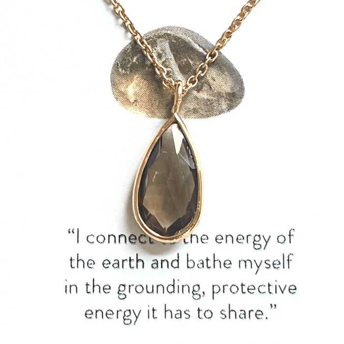Smoky Quartz Sterling Silver Teardrop Necklace