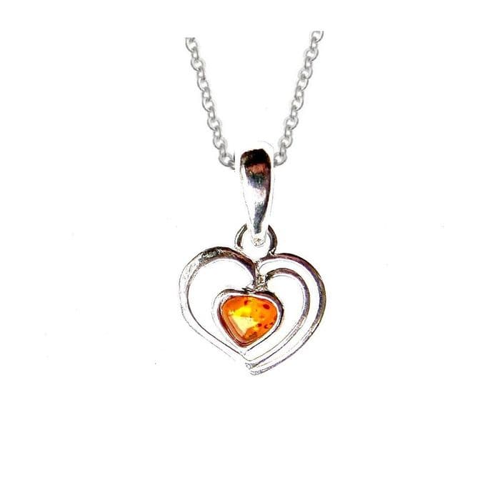 Sterling Silver Amber Dainty Heart Necklace