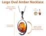 Sterling Silver Amber Large Cabochon Necklace