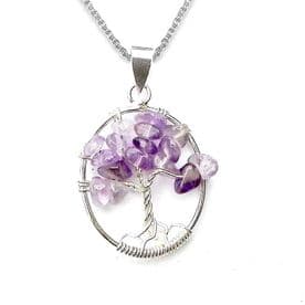 Sterling Silver Amethyst Tree of Life Necklace