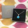 Sterling Silver Blue Opal Round Necklace