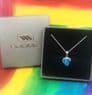 Sterling Silver Blue Opal Stylised Heart Necklace