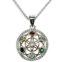 Sterling Silver Chakra Flower of Life Necklace 