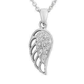Sterling Silver Crystal Angel Wing Necklace
