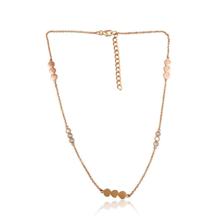 Sterling Silver Crystal 'Dotty' Necklace - 18k Rose Gold Plated