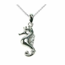 Sterling Silver Crystal Seahorse Necklace