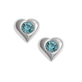 Sterling Silver Dainty Aqua Heart Studs