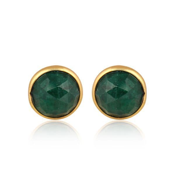 Sterling Silver Emerald Gemstone Studs