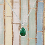 Sterling Silver Emerald Necklace (Rhodium Plated)