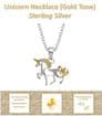 Sterling Silver Gold Plated Unicorn Necklace