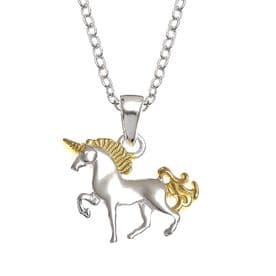 Sterling Silver Gold Plated Unicorn Necklace