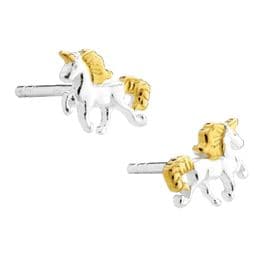 Sterling Silver Gold Plated Unicorn Studs