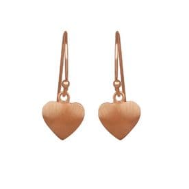 Sterling Silver Heart Dangle Earrings (18k Rose Gold Plated)