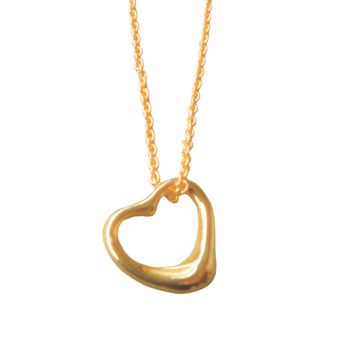Sterling Silver Open Heart Necklace (Gold Plated)
