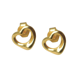 Sterling Silver Open Heart Studs (Gold Plated)
