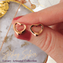 Sterling Silver Open Heart Studs (Rose Gold Plated)