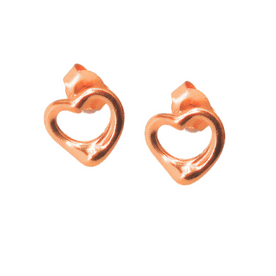 Sterling Silver Open Heart Studs (Rose Gold Plated)