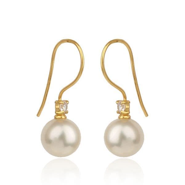 Sterling Silver Pearl & Crystal Earrings (Gold Plated)