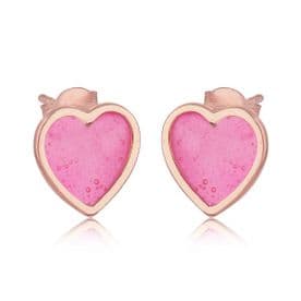 Sterling Silver Pink Heart Studs (14k Rose Gold Plated)