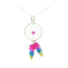 Sterling Silver Rainbow Dreamcatcher Necklace