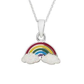 Sterling Silver Rainbow Enamel Necklace