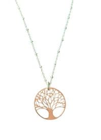 Sterling Silver Rose Gold Tree of Life Necklace