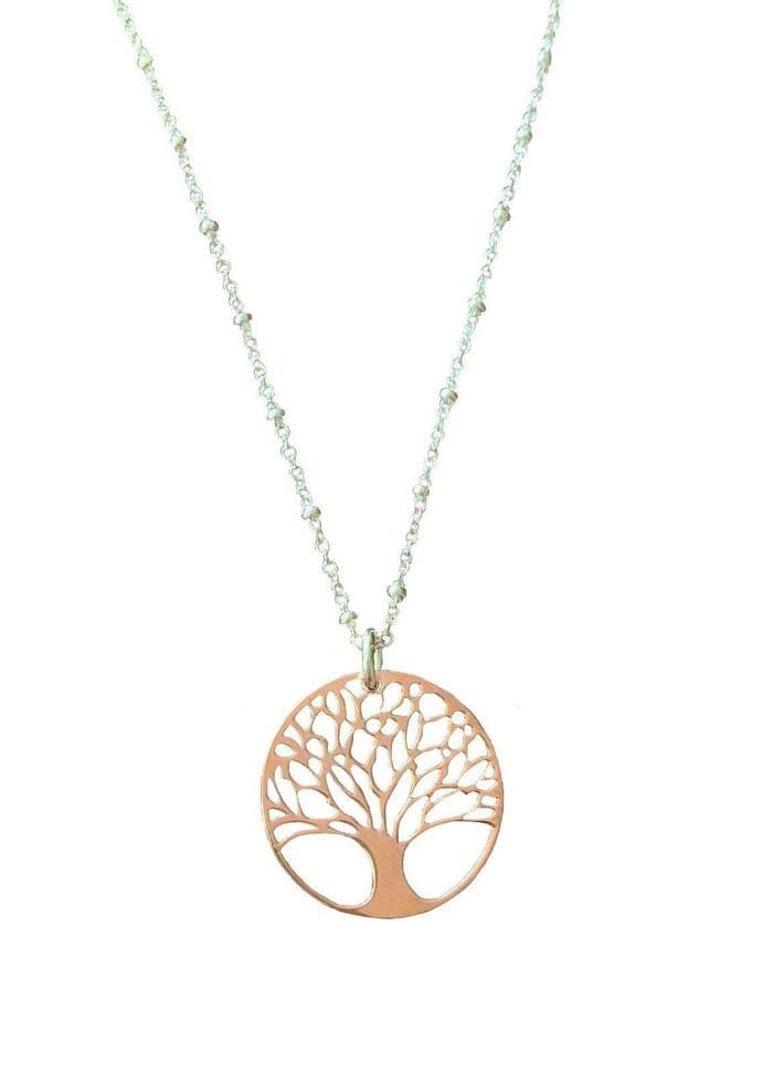 Sterling Silver Rose Gold Tree of Life Necklace