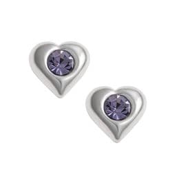 Sterling Silver Tanzanite Heart Studs