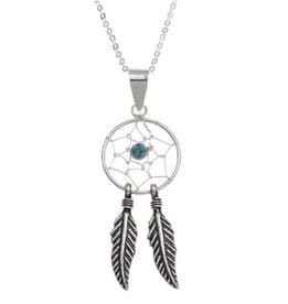 Sterling Silver Turquoise Dreamcatcher Necklace