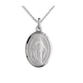 Sterling Silver Virgin Mary 'Miraculous' Medallion Necklace