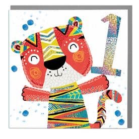 Tiger 1st Birthday Card By Lola Design - Boy or Girl