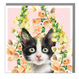 Tuxedo Kitten Blank Art Card By Lola Design