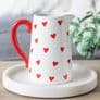 White Ceramic Jug - Red Hearts