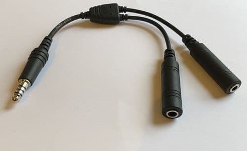 General Aviation Headset to Helicopter Adapter Cable