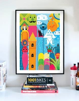 Abstract Monster Creatures Wall Art Print for Children's Bedroom