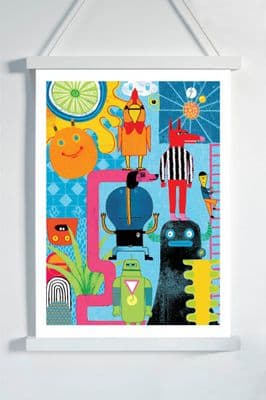 Abstract Monsters Wall Art Print for Children's Bedroom