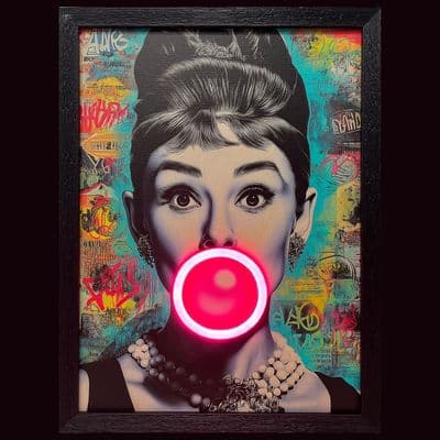 Audrey Hepburn Framed Neon Wall Art