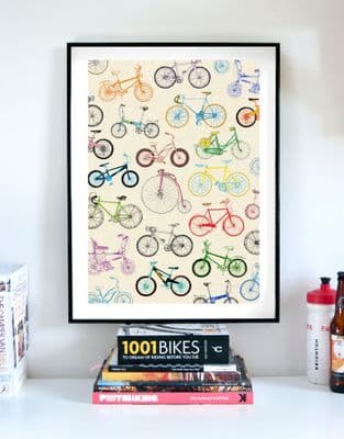 Bicycles Cycling Illustration Print