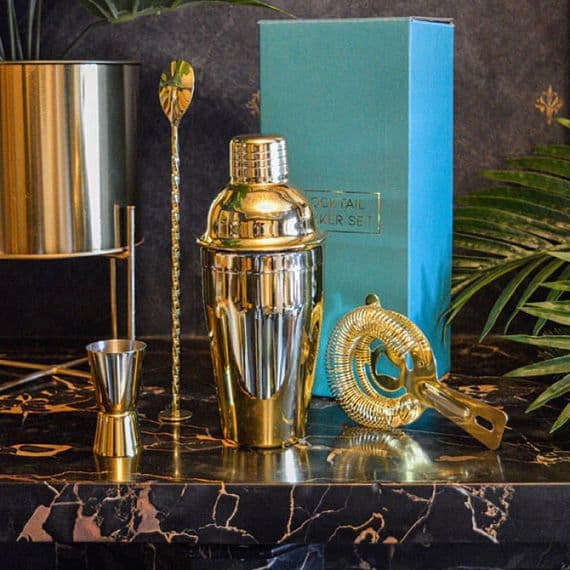Classic Gold Cocktail Shaker Set in Gift Box