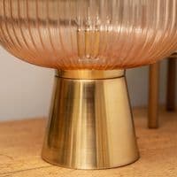 Elegant Amber Ridged Glass Table Lamp (Battery Powered)