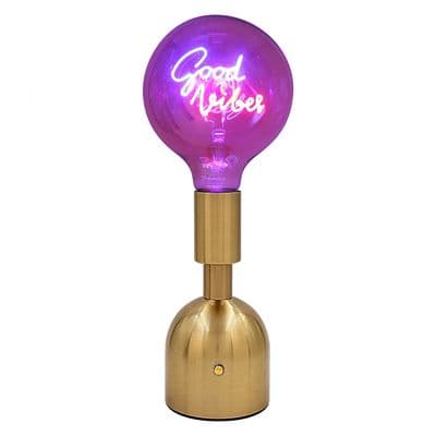 Good Vibes Retro Neon Brass Lamp