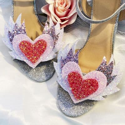 Hand-Made Angel Heart Shoe Clips (Made to Order)