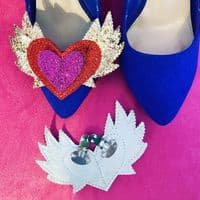 Hand-Made Flaming Heart Shoe Clips (Made to Order)