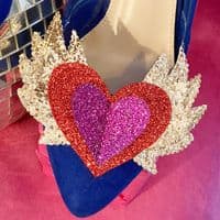 Hand-Made Flaming Heart Shoe Clips (Made to Order)