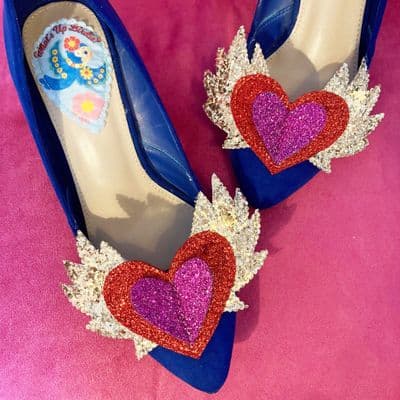 Hand-Made Flaming Heart Shoe Clips (Made to Order)